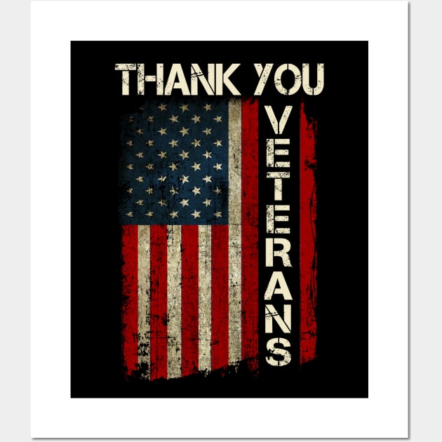 Patriotic American Flag Thank You Veterans For Men Women Kid Girl Boy Wall Art by Otis Patrick